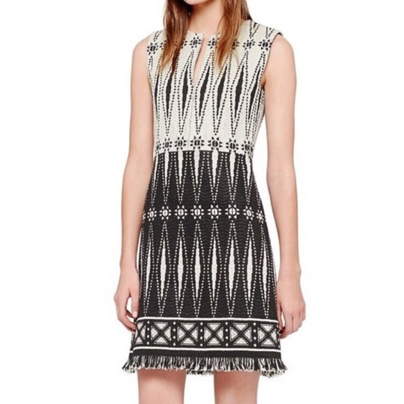 Tory Burch, black/ivory tweed Savora fringed dress - Picture 13 of 13
